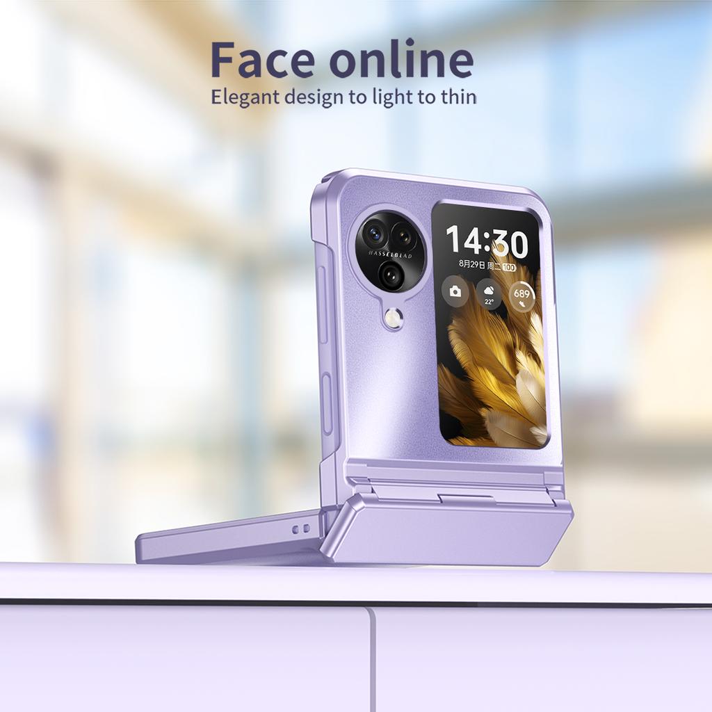 For Oppo Find N3 Flip 5G Hard PC Phone Case Hinge Design Frost Plating Cover Protector