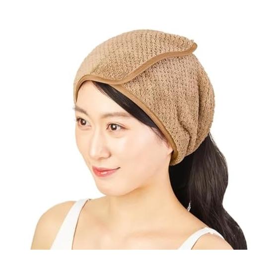 Waffle Microfiber Fabric Hair Turban (Magic Clasp) All 5 Colors Mocha [Hair Turban Hair Band Hair Towel Hair Turban Hair Band Esthetic Turban Hair