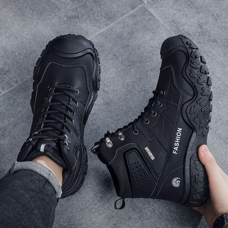 Men's boots autumn and winter new high top outdoor boots anti slip soft sole comfort hiking boots fashion casual workwear boots