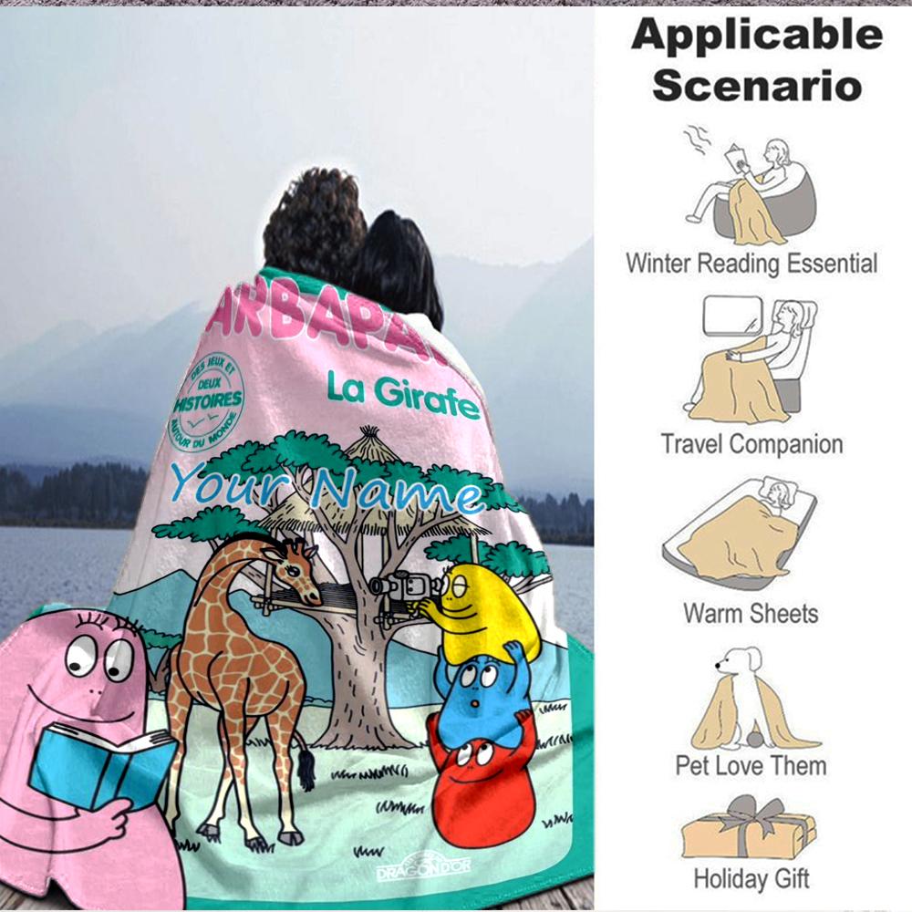 Custom 1pc Barbapapa Anniversary Celebration Blanket, Soft And Comfortable Blanket, Casual Warm, Camping Travel Blanket, Birthday Gift Q9125