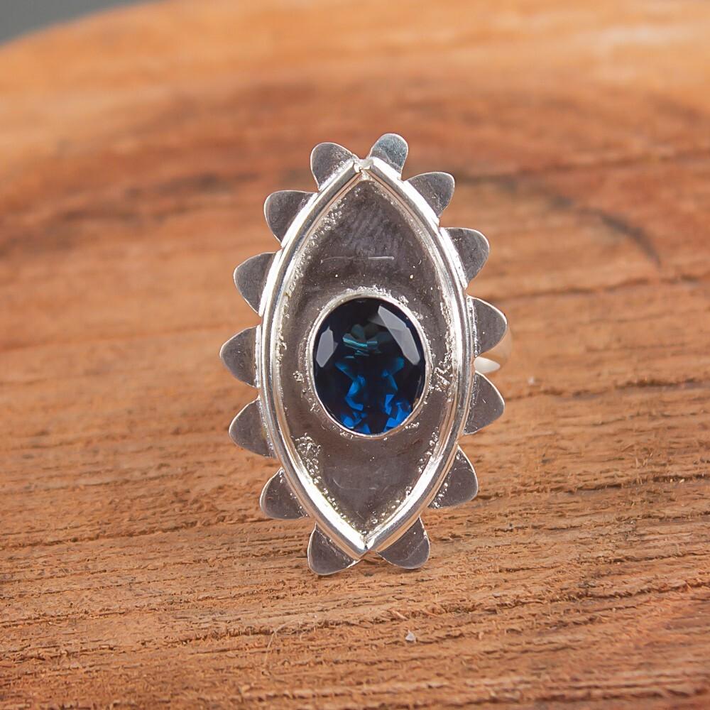 Oval London Blue Topaz Gemstone 925 Sterling Silver Jewelry Handmade Women Ring RR-6-3