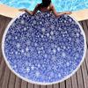 Winter Snowflake Round Beach Towel,Natural Theme White Snowflake Beach Blanket,Quick Dry Towel For Pool Travel Yoga Picnic Sport