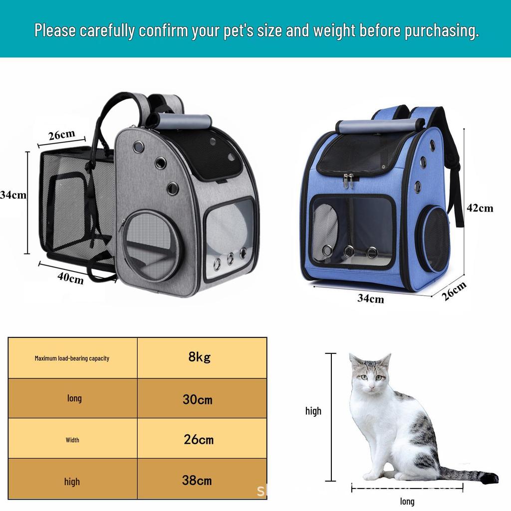 Breathable Expandable Pet Backpack: Portable, Foldable Carrier for Cats and Dogs