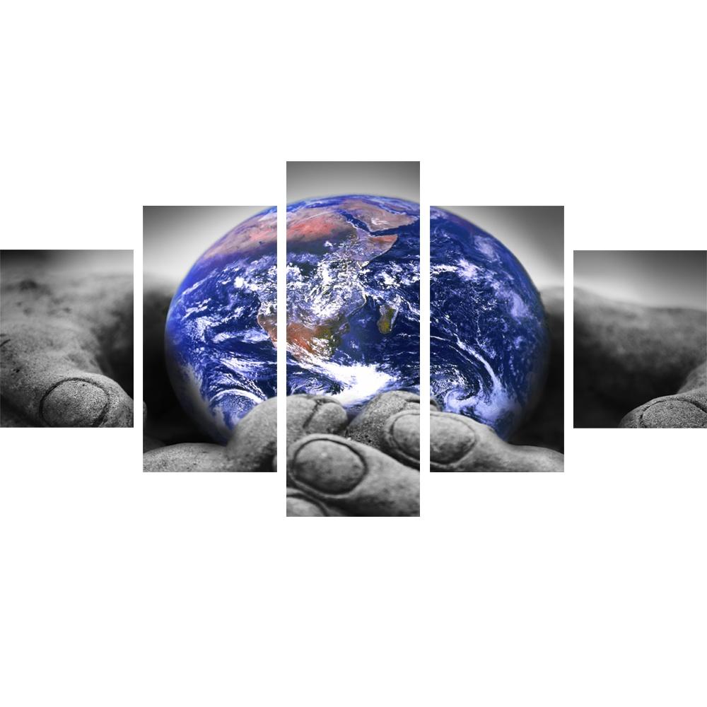 

5 Panels Holding the Earth Posters Wall Art Home Decor for Living Room Decorative Paintings Canvas Prints HD Pictures NO FRAME 20x35 20x45 20x55cm