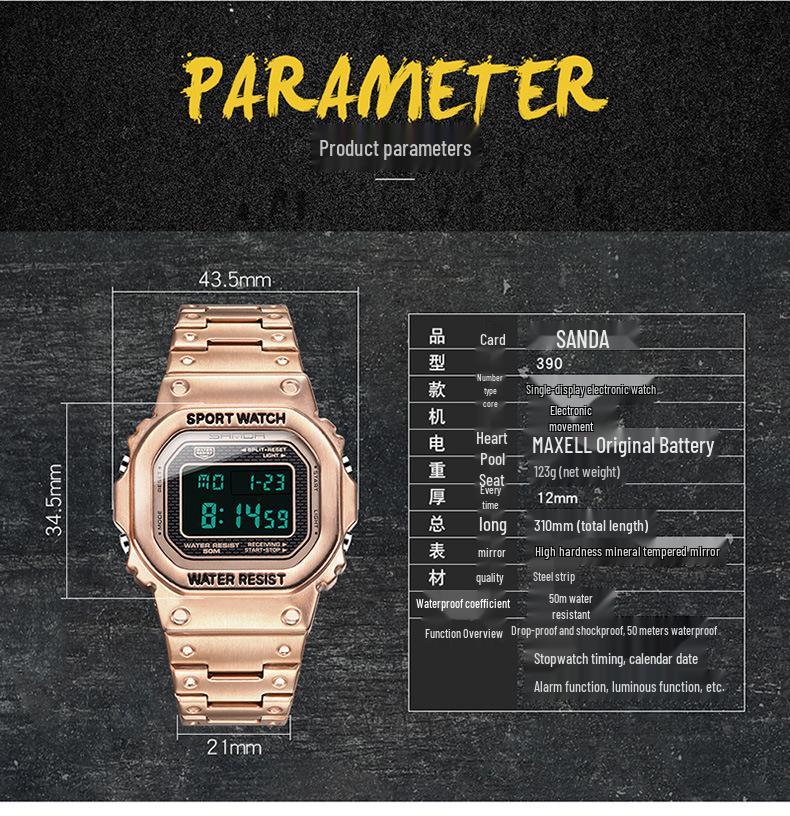 Sanda Classic Waterproof Digital Sport Watch for Men and Women