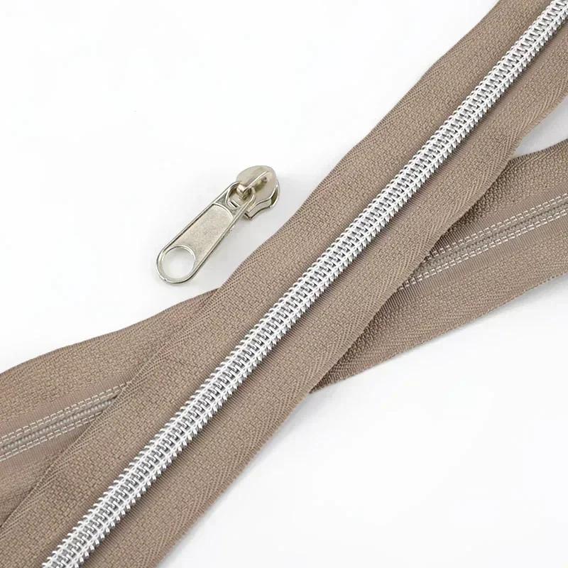 3/5/10M 5# Nylon Zipper Tape with Slider Bags Clothes Repair Zippers Plastic Coil Zip DIY Garment Replace Sewing Accessories