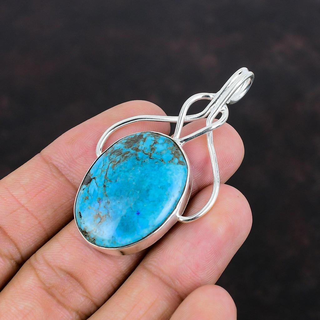 Tibetan Turquoise Pendant Handmade Jewelry Gemstone Pendant 925 Sterling Silver Pendant Elegant Pendant For Gifts Tibetan Turquoise Jewelry