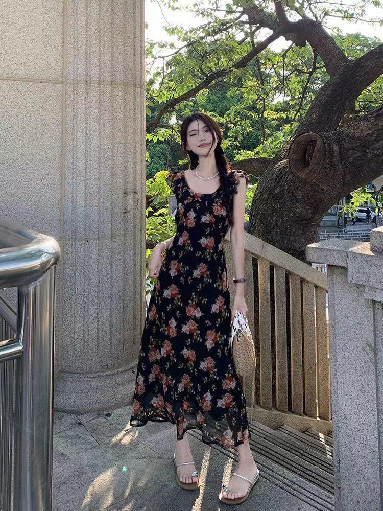 Women's Summer 2024 French-Inspired Seaside Long Dress