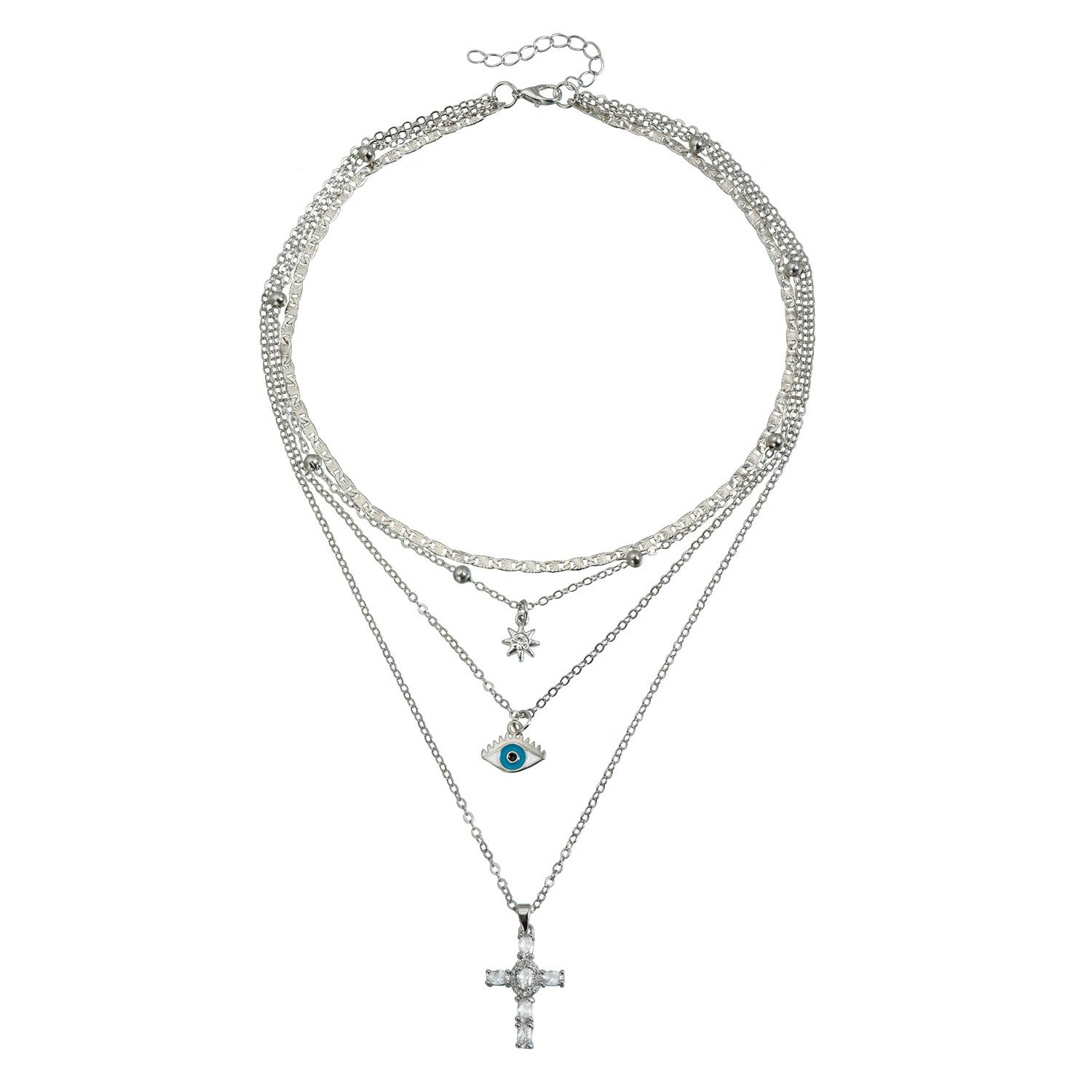 

European and American jewelry sexy babes cross necklace casual street shot devil s eye personality choker necklace