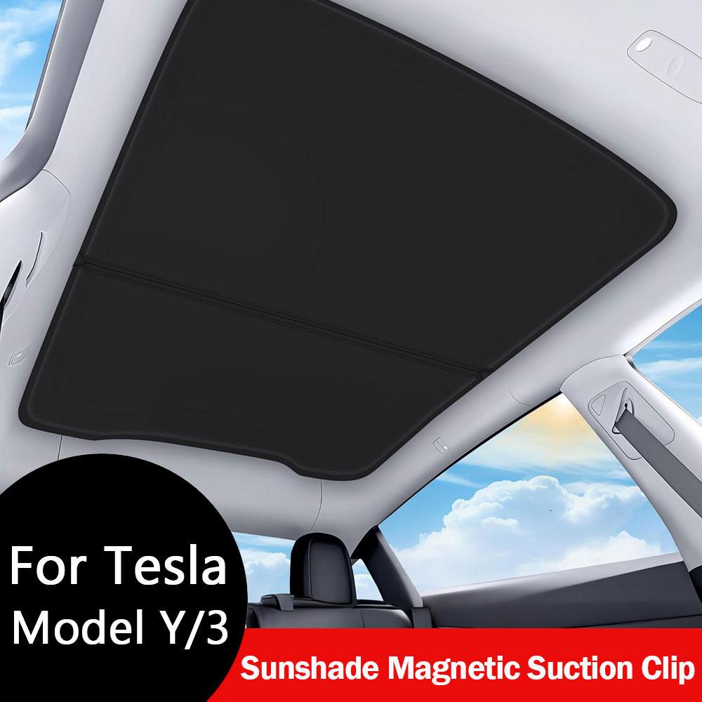 PDJN7 2026 For Tesla Model Y Juniper Sunshade Magnetic Suction Clip Sunroof Honeycomb Sunshades Model 3 Highland Skylight Accessory