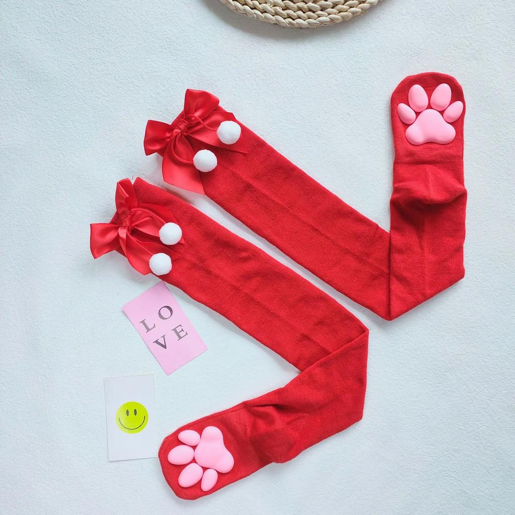 Womens Over Above Knee Socks Thigh High Stockings Kitten Claw Cat Paw Pad Ladies Pink 3D Long Sock Cosplay Harajuku Y2K Female
