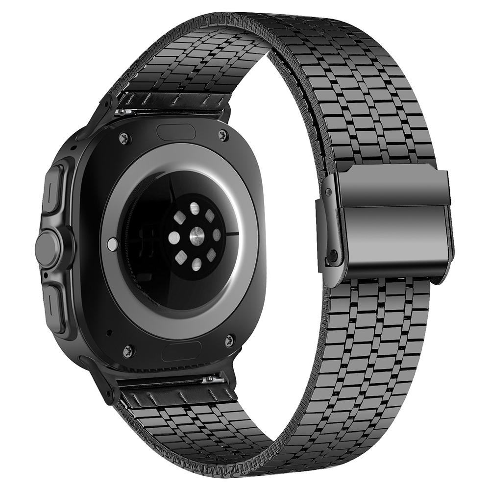 

Black Metal Band for Samsung Galaxy Watch8 44mm/40mm/Watch8 Classic 46mm 7-Beads Metal Watch Strap with Double Safety Clasp A