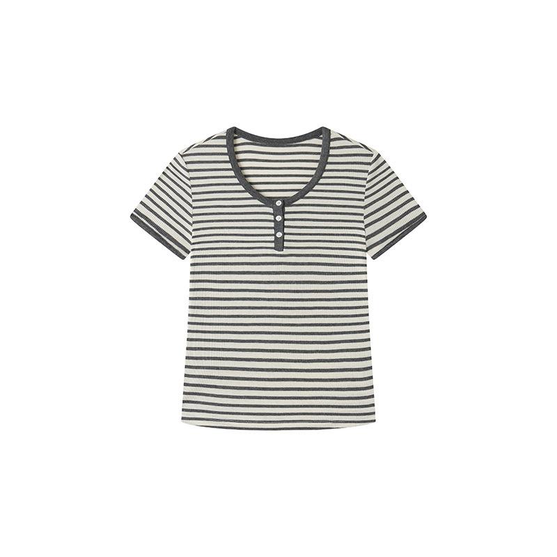 Summer Tencel Acetate Linen Short-Sleeve Women s New Knitted Slim-Fit Top M