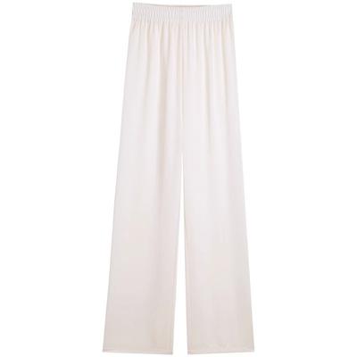 White Ice Silk Acetate Satin Pants for Women In Summer Thin Summer Light High Waist Drooping Quick-drying Casual Wide-leg Pants