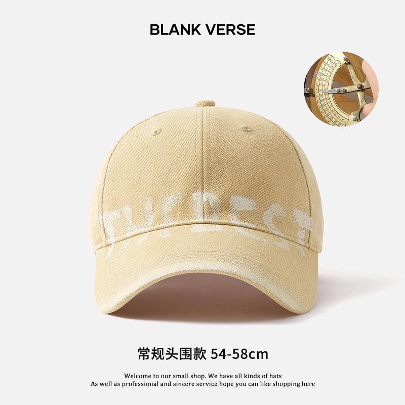 

Retro letter gray baseball cap women s wide brim big face showing face small cap versatile big head circumference hat Normal version (54-58cm)