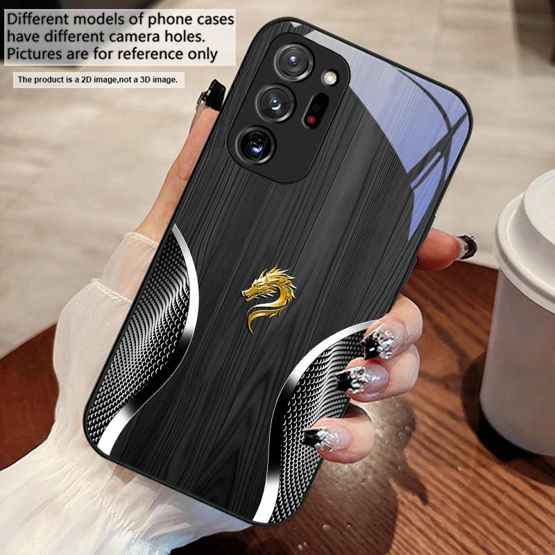 Guld Dragehoved Til Samsung M 02 12 Note 8 9 10 20 A 01 A02 A03 Core 04 A05 06 10 12 13 14 15 A16 glas Ultra telefoncover
