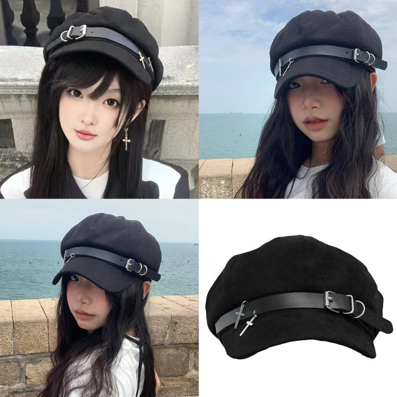 Handmade Berets Lovely Rabbit Painter Hat for Girls Furry Ear Cabbie Hat for Outdoor Leisure Casual Wear
