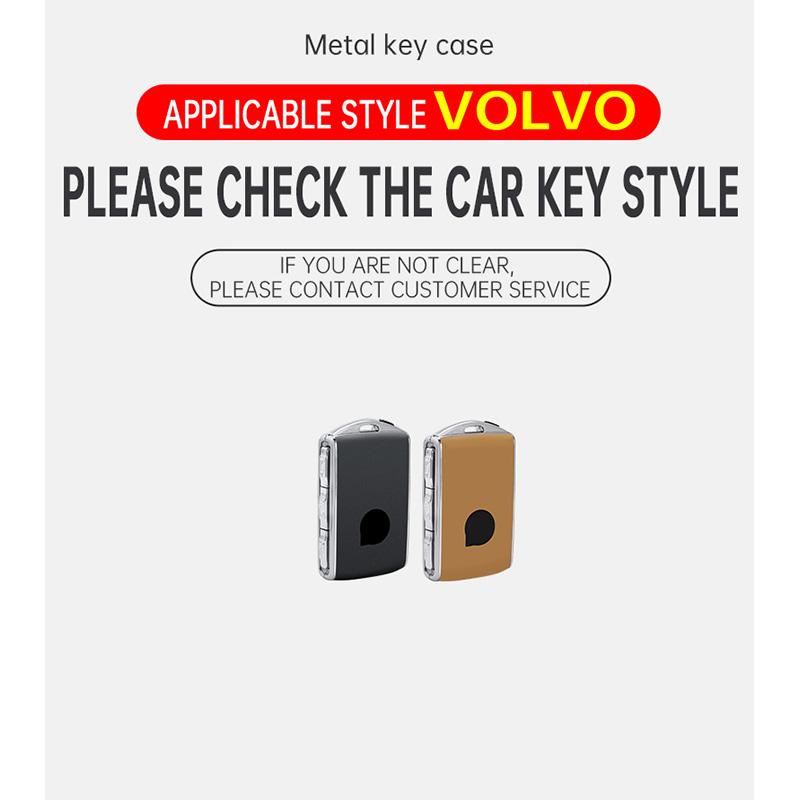 Zine Alloy Genuine Leather Auto Key Fob Cover Housing Case Fit For Volvo S60 S90 Xc40 Xc60 Xc90 V60 V90 Polestar 1 Polestar 2 Protector Auto