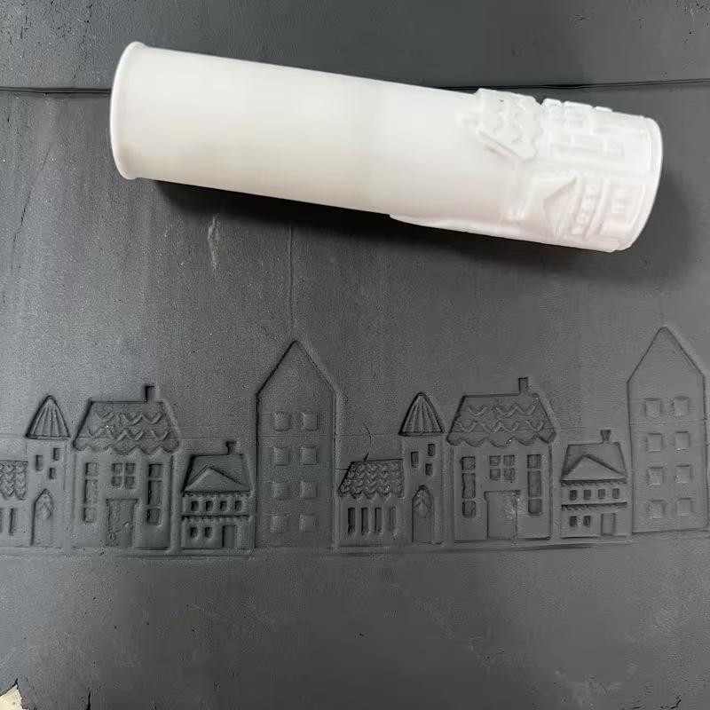 

Nordic House Pattern Polymer Clay Texture Mold House Roller Craft Ornament Making Tool