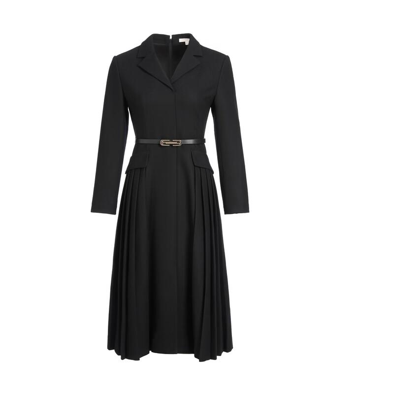 ELLASSAY Wool Blend Retro Pleated Blazer Dress