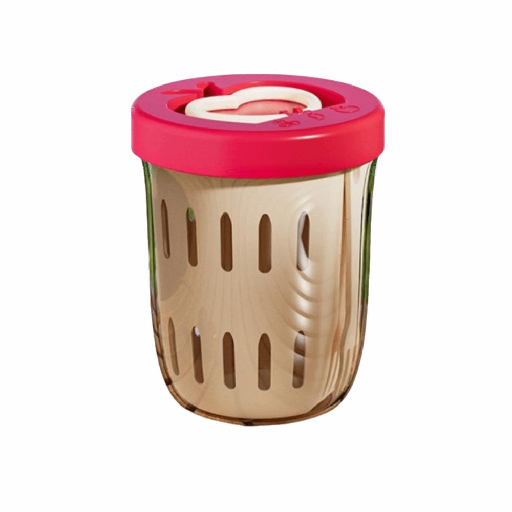 Salad Cup Double-layer Fruit Salad Cup Double Layer Yogurt Oat Cup Breakfast Cup  Outdoor красный