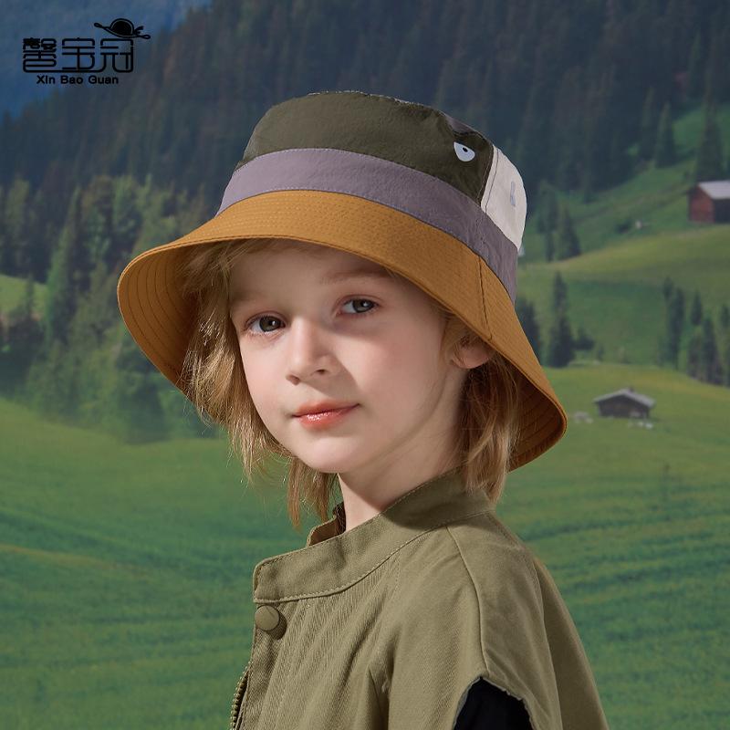 Children's hat quick-drying waterproof color matching bucket hat outdoor travel breathable sunscreen hat men's thin big-brimmed sun hat