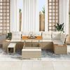 VidaXL 9-Piece Garden Sofa with Beige Cushions In Poly Rattan Acacia 3364876