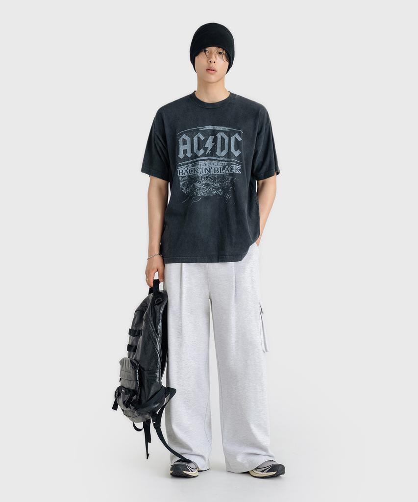 LEMAIN SECOND One-Pleat Wide Cargo Sweatpants [White Melange]