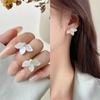 Summer White Petal Stud Earrings Female Sweet Simple Flower Earrings Niche Design Earclip Earrings