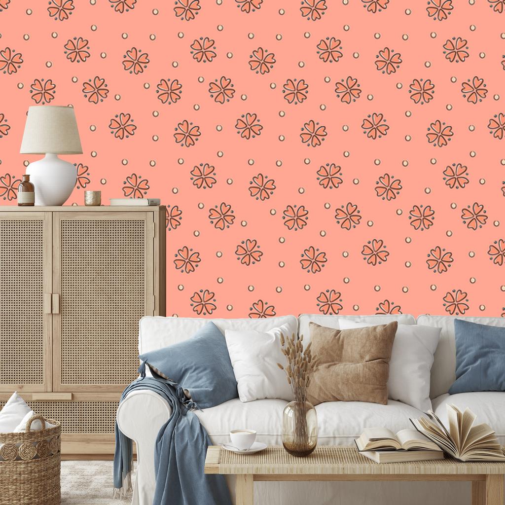Wallpaper Small Coral Flowers for Living Room and Bedroom 50x1000