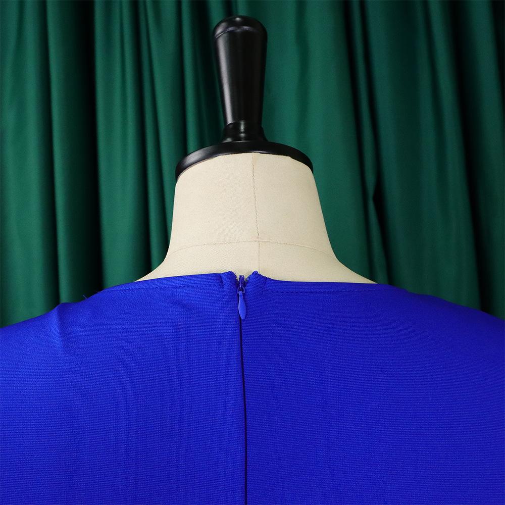 YYFS Moda feminina verão primavera cor sólida impressão manga curta o-pescoço cintura alta vestidos casuais