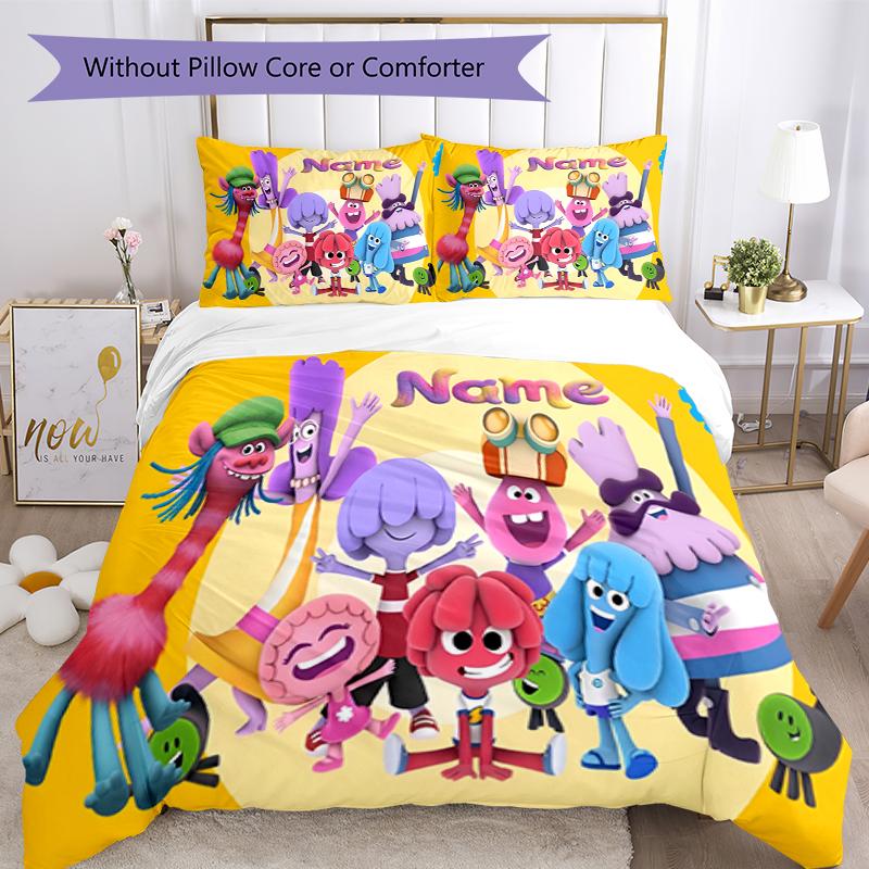 3pcs Custom Name Jelly Jamm Bedding Set Duvet Cover Closure Includes 1 Duvet Cover & 2 Pillowcases, Soft and Comfortable for All Seasons.