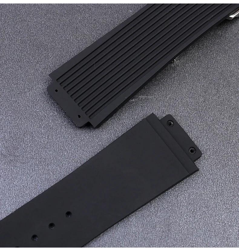 Классический силиконовый резиновый ремешок для часов Hublot BIG BANG черный синий мужской — фото 4