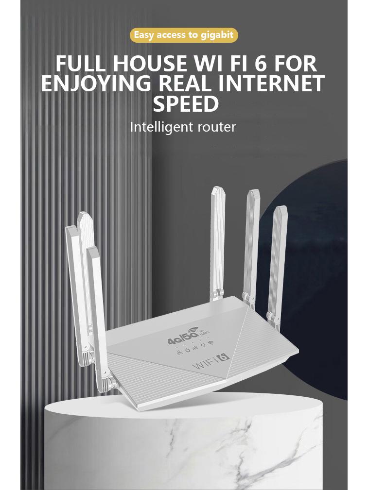 4G Router with SIM Card: Six-Antenna, Built-in Battery for Home, Office & Public WiFi Sharing