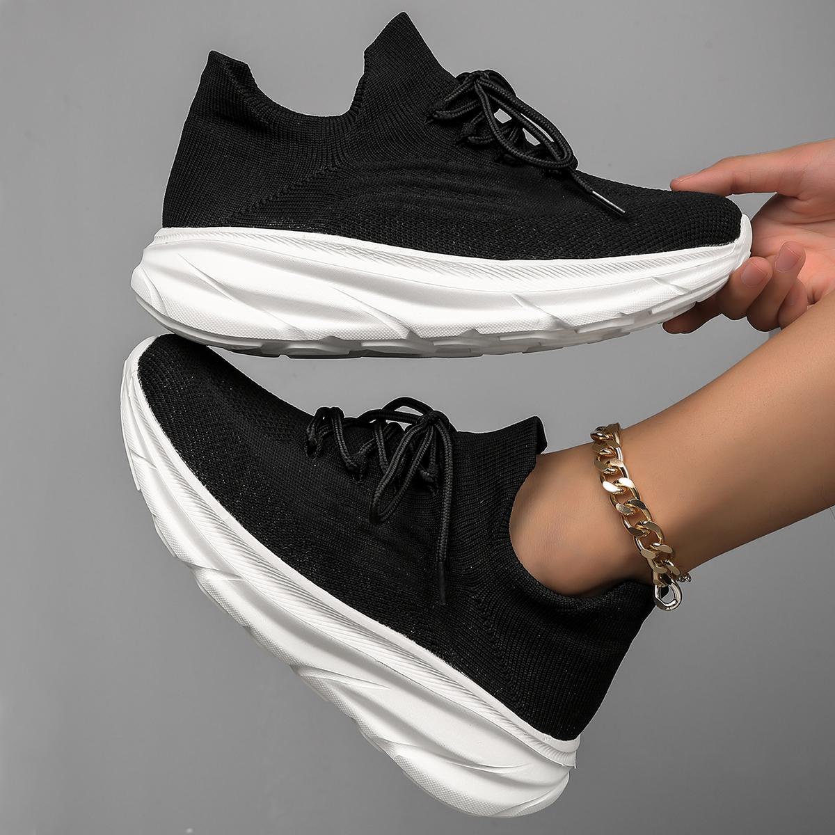 Женские высокие носки спортивная обувь однотонные трикотажные рукава дышащая обувь для ходьбы на открытом воздухе 36 3349₽