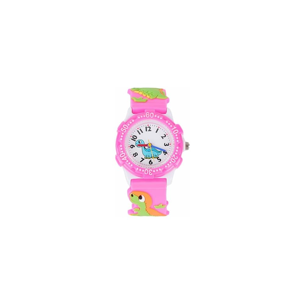 Maeau Girls Kids Watch Lightweight Dinosaur Pattern Cute Sports Wristwatch for School Daily Use Pink