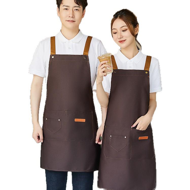 Waterproof Oil-Proof Adjustable Flannel Work Apron with H-Strap for Milk Tea Shops