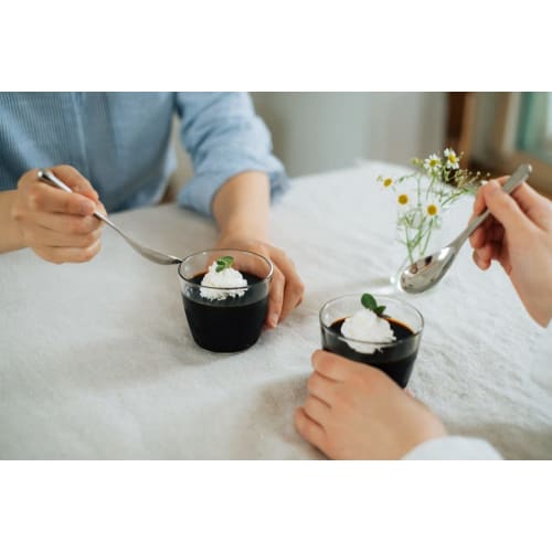 HARIO Varmebestandig Glass Puddingkopper, 200ml, Laget i Japan, PRC-20-BK, Sett med 6, Klar