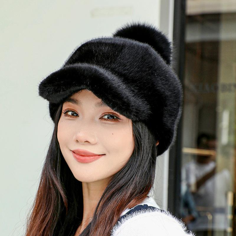 Imitation Mink Hat Women's Winter Thickened Warm Mink Hat Knight Hat Fur Cap Baseball Cap