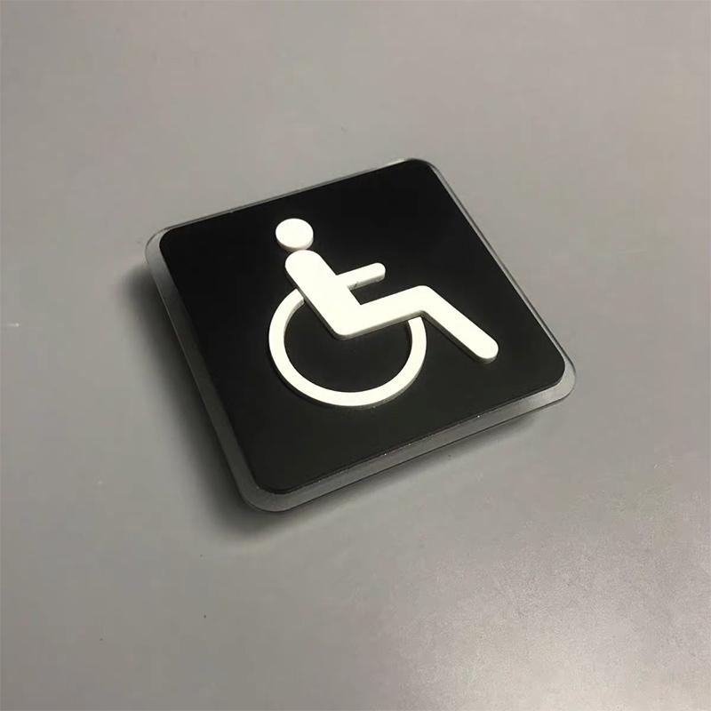 Black Toilet Sign Plate Acrylic  Wash RestrRoom Door Wall Label Sticker Wc Holder Signage Board Art Hotel Bathroom Decor