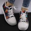 Large Size Round Head Versatile Women's Canvas Shoes Plaid Trend Flat Baseplate Shoes