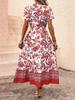 Retro Blue Ethnic Print Holiday Dress - Slim Fit