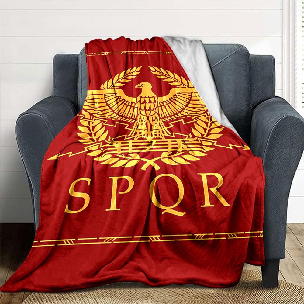 1pc Eagle SPQR Throw Blanket - Soft Flannel, Cozy All-Season Polyester Perfect for Home, Office, Bedroom - Ideal Gift s1188