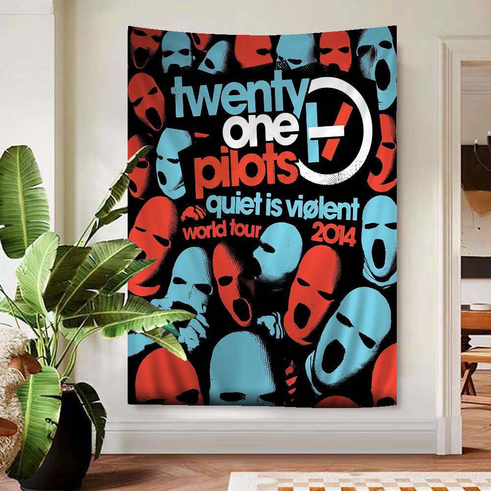 

TTwenty One Pilots Band Printed Large Wall Tapestry Cheap Hippie Wall Hanging Bohemian Wall Tapestries Mandala Home Decor 74x94cm(29x37in)