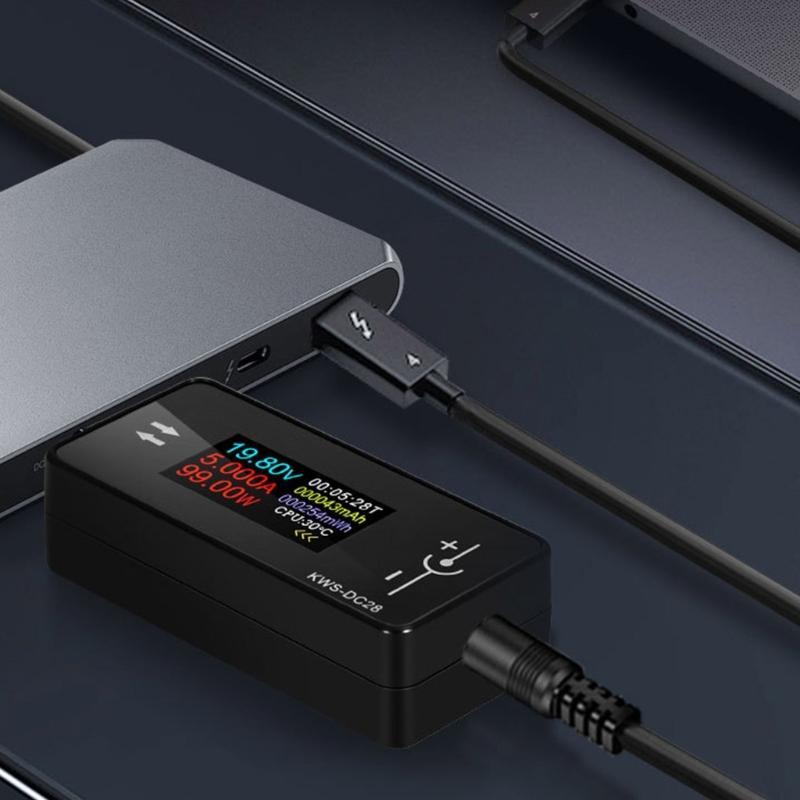 Voltage Ammeter Digital Tester for 5.5x2.5/2.1 Device 0.96inch TFT Color Display 4-30V 0-12A 5.5x2.5 Interface Tester