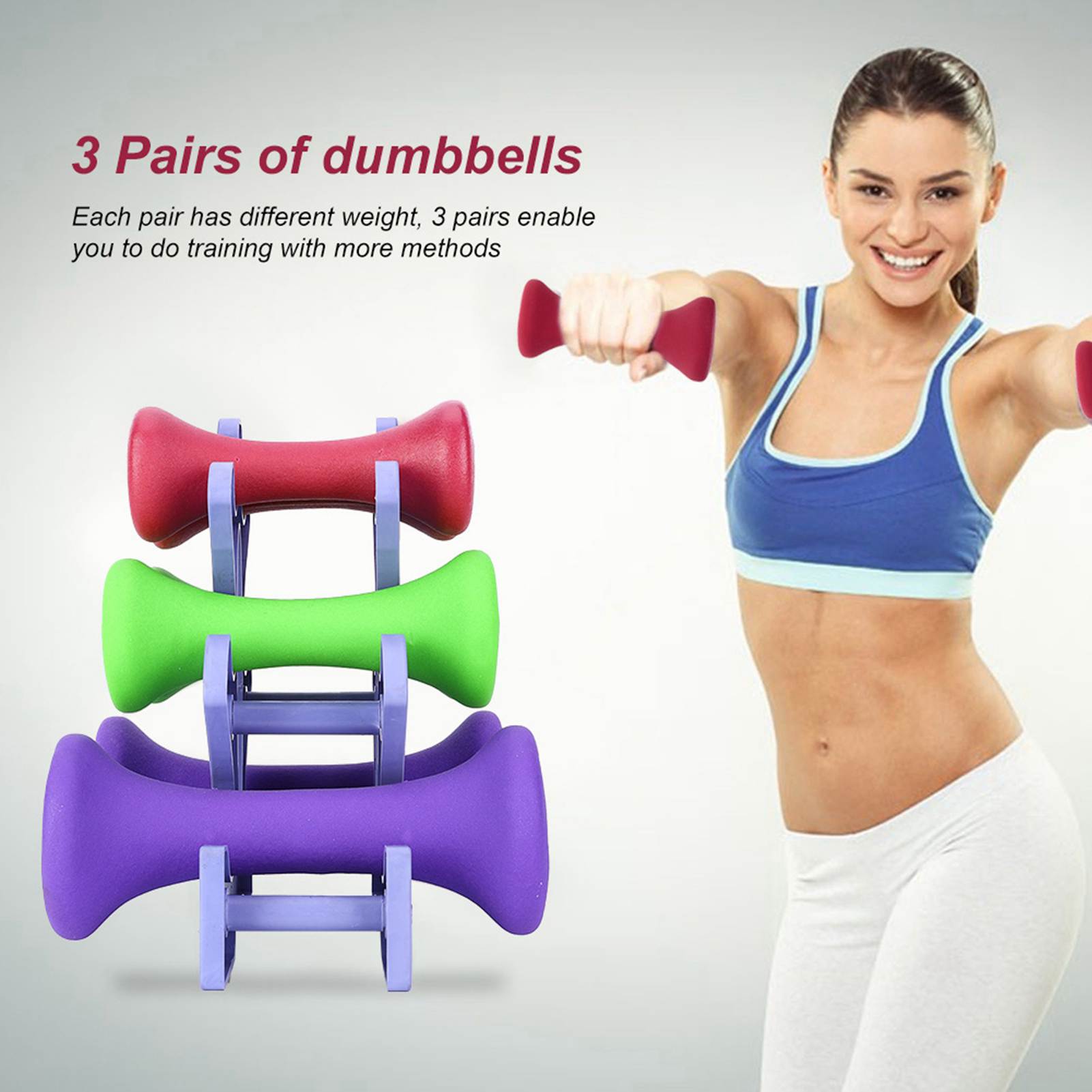 

6pcs Hand Fitness Weights Set Holder Rack 2lb 3lb 5lb Bodybuilding Exercise Equipment чёрный