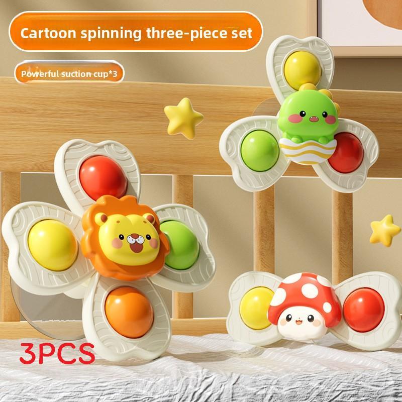 Baby Cartoon Suction Cup Spinner Toy With Rotating Flowers For Infants And Toddlers