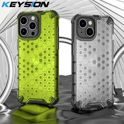 KEYSION Shockproof Armor Case for iPhone 15 Pro 15 Ultra Silicone+PC Honeycomb Phone Back Cover for iPhone 15 Plus