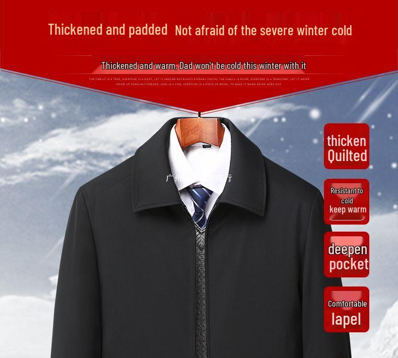 Men's Thickened Plush Jacket: Stylish Autumn/Winter Coat for Middle-Aged and Elderly Men