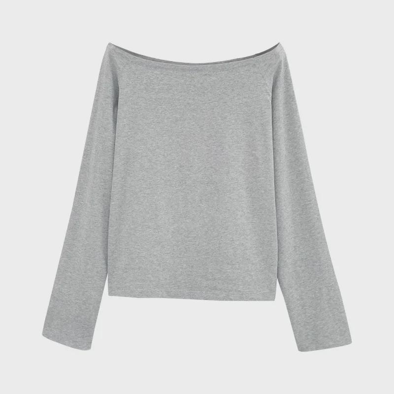 "2024 Early Autumn Women's Unique One-Shoulder T-Shirt: European Design"